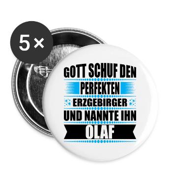 Erzgebirge Mann Namen Sachsen Olaf - Buttons groß 56 mm (5er Pack) - Weiß - Vorne