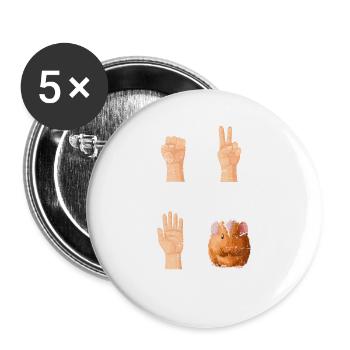 Guinea Pig Cavy Funny Animal Lover Rock Paper Scis - Buttons large 2.2''/56 mm (5-pack) - white - Front