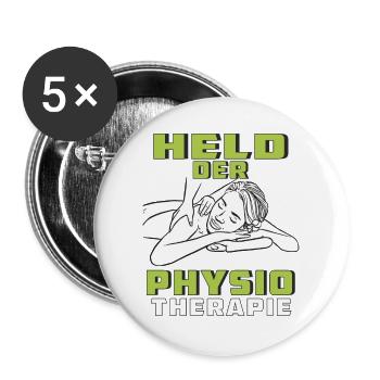 HELD DER PHYSIOTHERAPIE - Buttons groß 56 mm (5er Pack) - Weiß - Vorne
