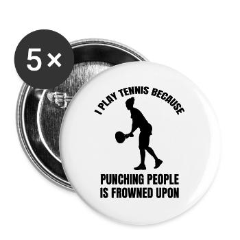 Tennisspieler Tennisschläger Tennisverein Tennis - Buttons groß 56 mm (5er Pack) - Weiß - Vorne