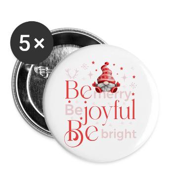 be merry be joyful be bright gnome - Buttons large 2.2''/56 mm (5-pack) - white - Front