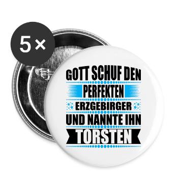 Erzgebirge Mann Namen Sachsen Torsten - Buttons groß 56 mm (5er Pack) - Weiß - Vorne