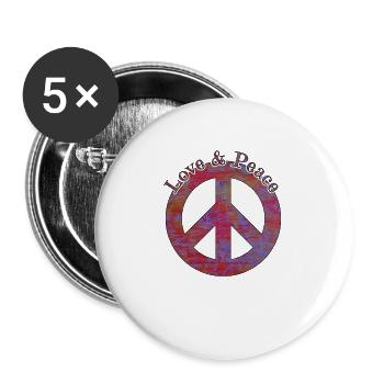 Love Peace 60s 70s Hippie Costume Love Peace - Lot de 5 grands badges (56 mm) - blanc - Devant