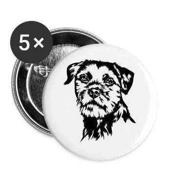 BORDER TERRIER Dog Portrait Dog Dogs Wilsigns - Buttons large 2.2''/56 mm (5-pack) - white - Front