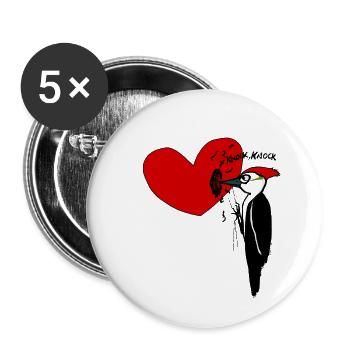 Woodpecker - Buttons large 2.2''/56 mm (5-pack) - white - Front