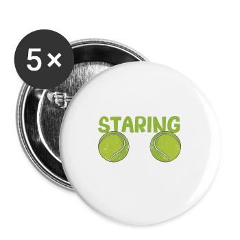 Hör auf, meine Bälle anzustarren Lustiger Tennis - Buttons groß 56 mm (5er Pack) - Weiß - Vorne