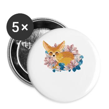 Fennec Fox Enfants Femmes Mignon Kawaii Dormir Fennec - Lot de 5 grands badges (56 mm) - blanc - Devant