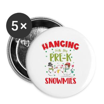 Funny snowmies design - Buttons large 2.2''/56 mm (5-pack) - white - Front