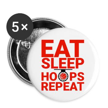 Mangez des cerceaux de sommeil Répétez 2 - Lot de 5 grands badges (56 mm) - blanc - Devant