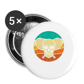 Tennis Skull Player Coach Fan Funny Sport - Buttons large 2.2''/56 mm (5-pack) - white - Front