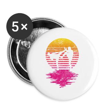 Muay Thai Vintage Retro Muay Thai FIghter Kickboxe - Buttons groß 56 mm (5er Pack) - Weiß - Vorne
