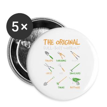 Funny Gardening Full-Body Workout Gardening Lover - Buttons large 2.2''/56 mm (5-pack) - white - Front