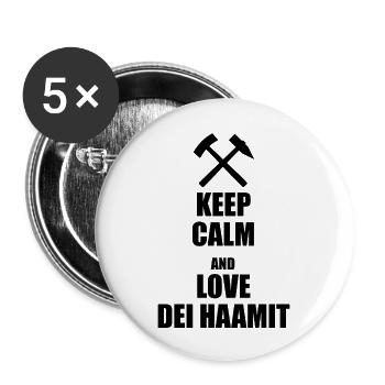 Erzgebirge Keep Calm Haamit - Buttons groß 56 mm (5er Pack) - Weiß - Vorne