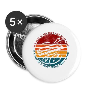 Blues Harp Lustiger Spruch - Buttons groß 56 mm (5er Pack) - Weiß - Vorne