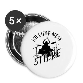Drummer Ich Liebe Diese Stille Schlagzeug Set - Buttons groß 56 mm (5er Pack) - Weiß - Vorne