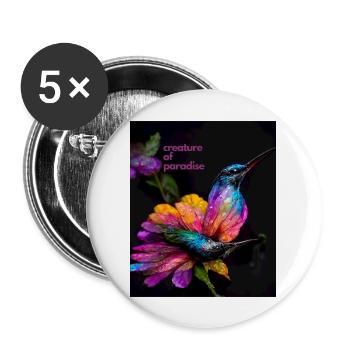 Paradise creature - a beautiful, colorful hummingbird - Buttons large 2.2''/56 mm (5-pack) - white - Front