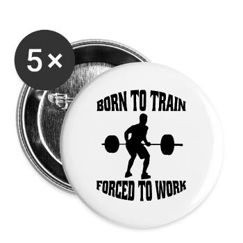 Fitness Athletes Muscle Bodybuilders Strength Training - Buttons large 2.2''/56 mm (5-pack) - white - Front