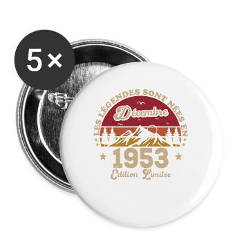 Les Légendes Sont Nées En Décembre 1953 - Lot de 5 grands badges (56 mm) - blanc - Devant