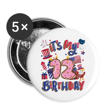 Es Ist Mein 12 Geburtstag Eagle 4. Juli - Buttons groß 56 mm (5er Pack) - Weiß - Vorne