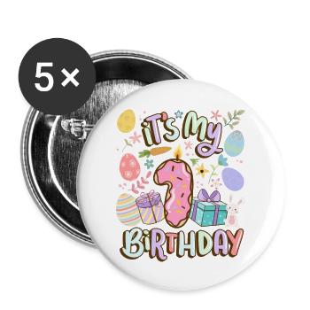 Es Ist Mein 1 Geburtstag Ostern Donut Holiday - Buttons groß 56 mm (5er Pack) - Weiß - Vorne
