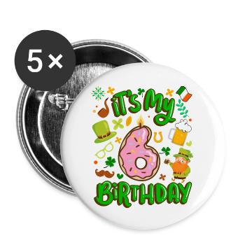 C’est mon beignet de vacances de 6 ans. - Lot de 5 grands badges (56 mm) - blanc - Devant