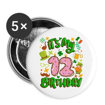C’est mon beignet de vacances de 12 ans. - Lot de 5 grands badges (56 mm) - blanc - Devant