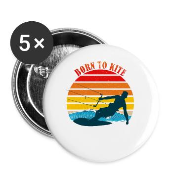 Dicton Kitesurf - Lot de 5 grands badges (56 mm) - blanc - Devant
