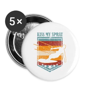 Kiss My Spray Funny Kitesurf - Lot de 5 grands badges (56 mm) - blanc - Devant