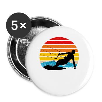 Kitesurf Coucher de soleil - Lot de 5 grands badges (56 mm) - blanc - Devant