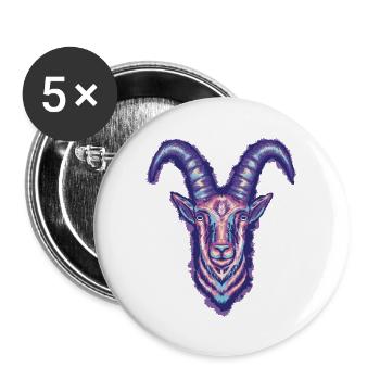 Steinbock - Buttons groß 56 mm (5er Pack) - Weiß - Vorne