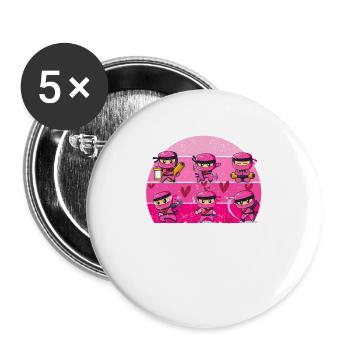 Herz Ninjas Liebe Japanische Kultur Ästhetik - Buttons groß 56 mm (5er Pack) - Weiß - Vorne