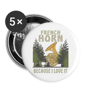 LE COR FRANÇAIS PARCE QUE J’ADORE ÇA - Lot de 5 grands badges (56 mm) - blanc - Devant