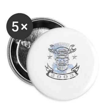 Génial depuis 2003, motard 20ème anniversaire - Lot de 5 grands badges (56 mm) - blanc - Devant