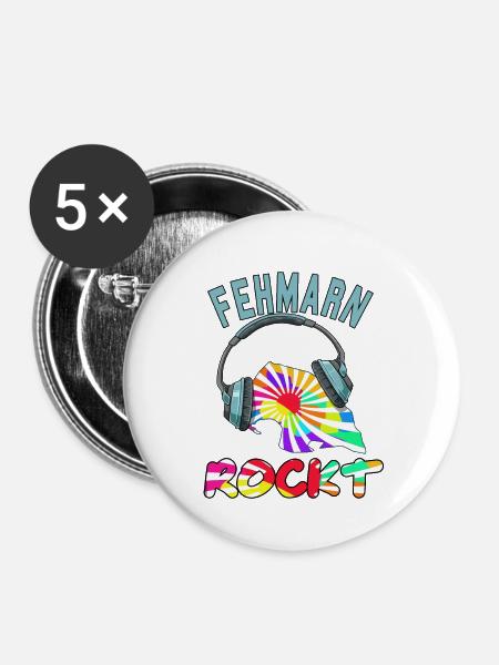 Fehmarn Rockt - Buttons groß 56 mm (5er Pack) - Weiß