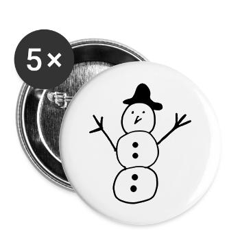 Schneemann - Buttons groß 56 mm (5er Pack) - Weiß - Vorne