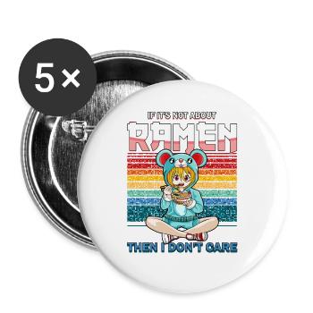 Funny Kawaii Style Ramen Lover Girls - Buttons large 2.2''/56 mm (5-pack) - white - Front