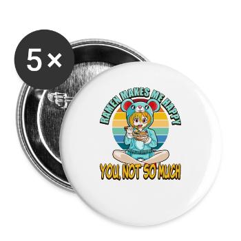 Ramen me rend heureux pas tellement - Lot de 5 grands badges (56 mm) - blanc - Devant