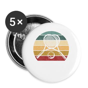Tennisspieler Valentinstag Schläger Herz Ball Lieb - Buttons groß 56 mm (5er Pack) - Weiß - Vorne