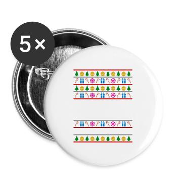 Ugly Xmas Sweater Merry Christmas Santa Witzig - Buttons groß 56 mm (5er Pack) - Weiß - Vorne