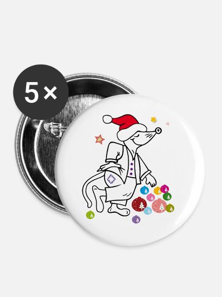 Weihnachten, Weihnachtsfest - Buttons groß 56 mm (5er Pack) - Weiß