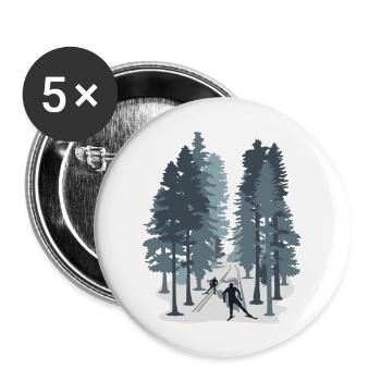 Skilanglauf, Langlaufen, Biathlon, Wintersport - Buttons groß 56 mm (5er Pack) - Weiß - Vorne