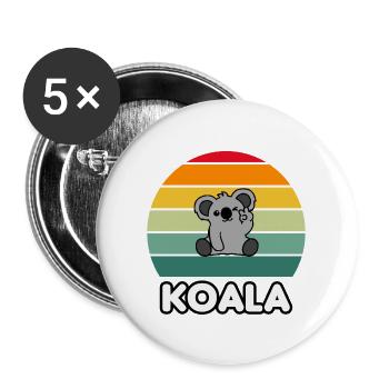 koala vintage retro - Buttons large 2.2''/56 mm (5-pack) - white - Front