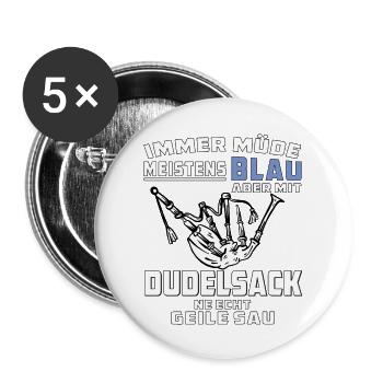 IMMER MÜDE MEISTENS BLAU DUDELSACK - Buttons groß 56 mm (5er Pack) - Weiß - Vorne
