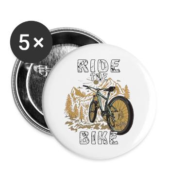 FAHRRAD RIDE THE BIKE - Buttons large 2.2''/56 mm (5-pack) - white - Front