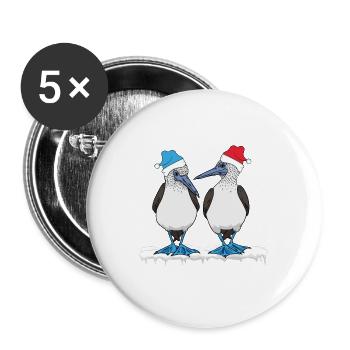 Noël à pieds bleus - Lot de 5 grands badges (56 mm) - blanc - Devant
