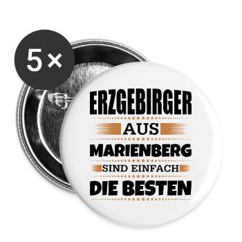 Erzgebirger aus Marienberg - Buttons groß 56 mm (5er Pack) - Weiß - Vorne