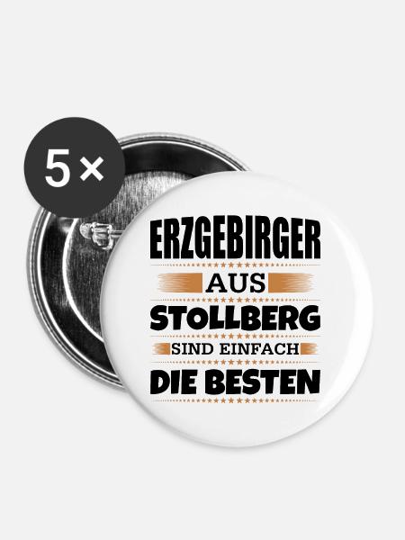 Erzgebirger aus Stollberg - Buttons groß 56 mm (5er Pack) - Weiß