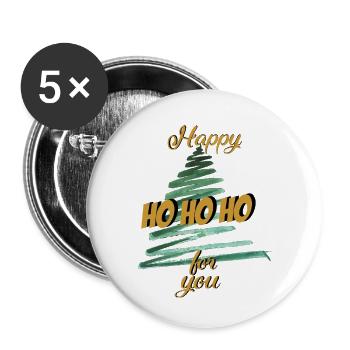 Weihnachten Hohoho Christbaum - Buttons groß 56 mm (5er Pack) - Weiß - Vorne