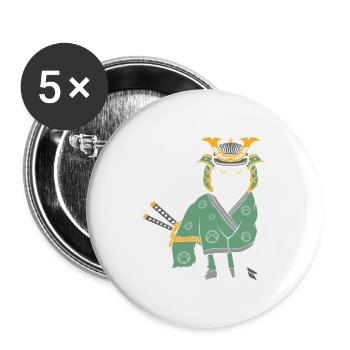 Neko Samurai Funny - Buttons groß 56 mm (5er Pack) - Weiß - Vorne