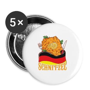Offiziell Schnitzel abhängig - Buttons groß 56 mm (5er Pack) - Weiß - Vorne